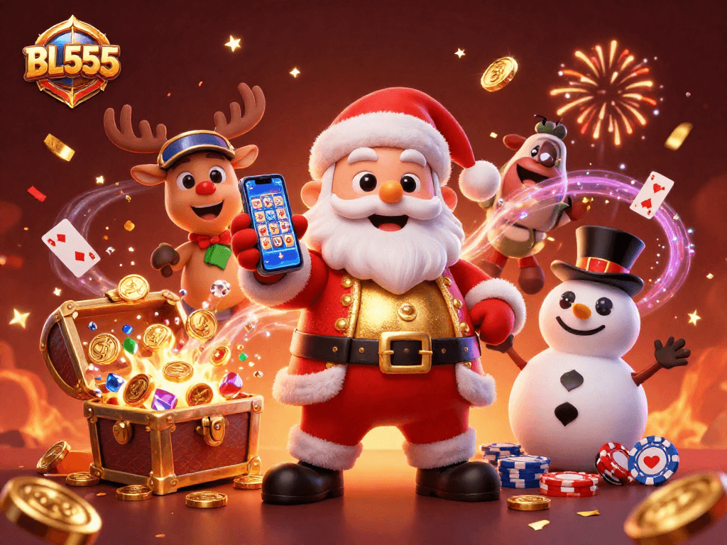 Join BL555 for exciting jackpot action with fun casino characters amid a vibrant celebration.
