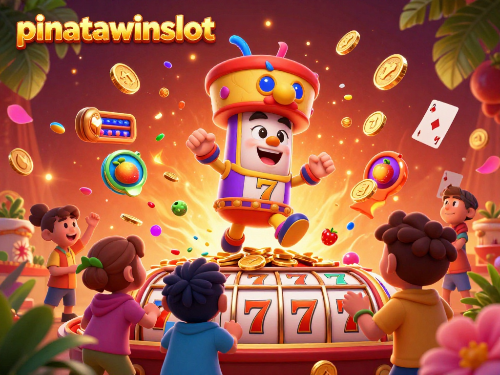 Experience the thrilling pinatawinsslot game with vibrant slot reels and colorful candy raining down!