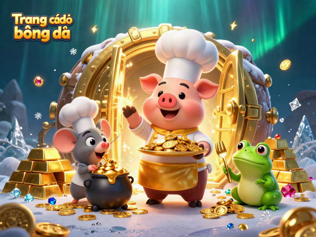 Engage in Trang cá độ bóng đá action with a whimsical 3D illustration of betting characters and treasures.