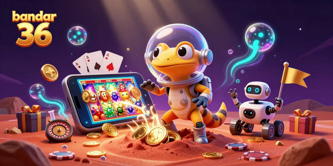 Permainan slot bandar 36 yang meriah dengan gecko luar angkasa dan hadiah emas yang menanti.