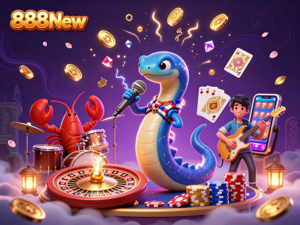 Win big with 888New in a vibrant underwater casino featuring dynamic characters and gaming elements.