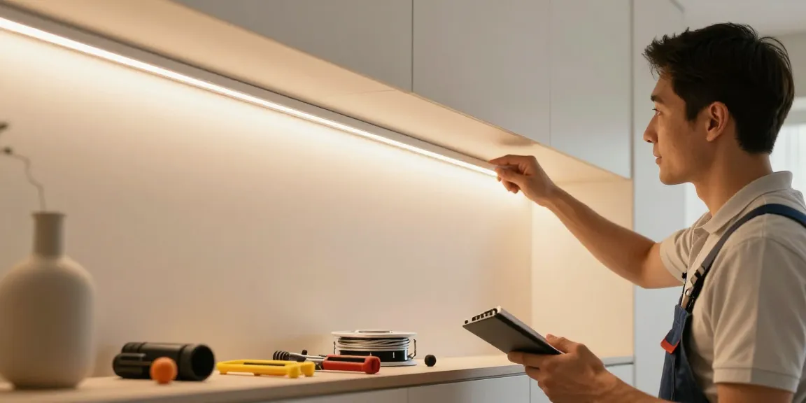 Banda LED 220V de înaltă calitate instalată de un profesionist de încredere în cadrul unei afaceri locale.
