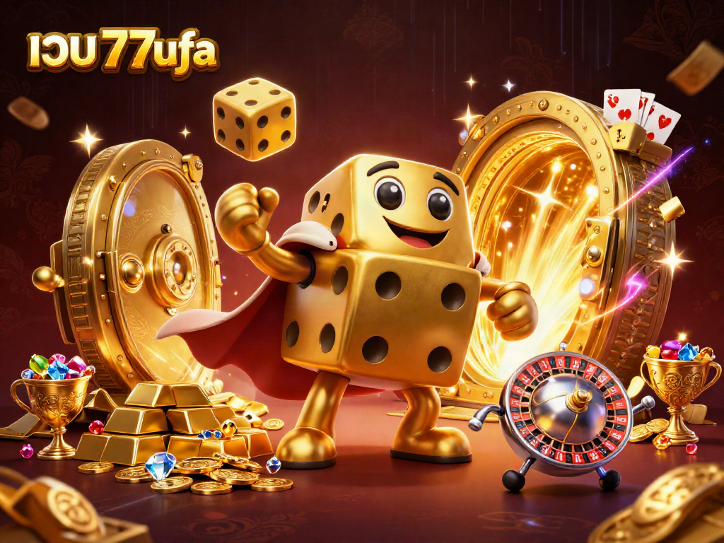 Experience thrills at เว็บ 77ufa with vibrant casino gaming elements and golden treasures.