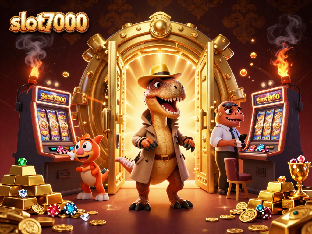 Engage with slot7000 as the velociraptor card counter interacts at the vibrant slot machines.