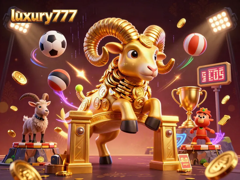 Experience thrilling gameplay with luxury777 as the golden ram charges in this vibrant casino scene.