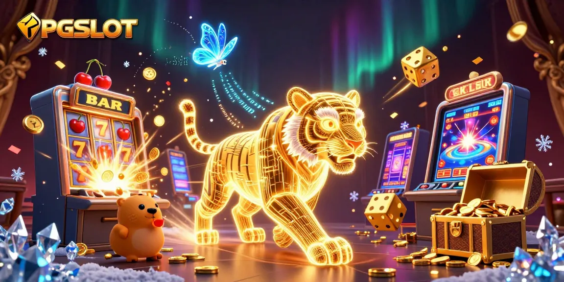 Experience PGSLOT with winning spins from the golden tiger and jackpot coins in a vibrant casino.