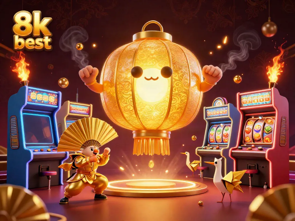 Play in the vibrant casino world of 8k best with dazzling golden elements and arcade gaming features.
