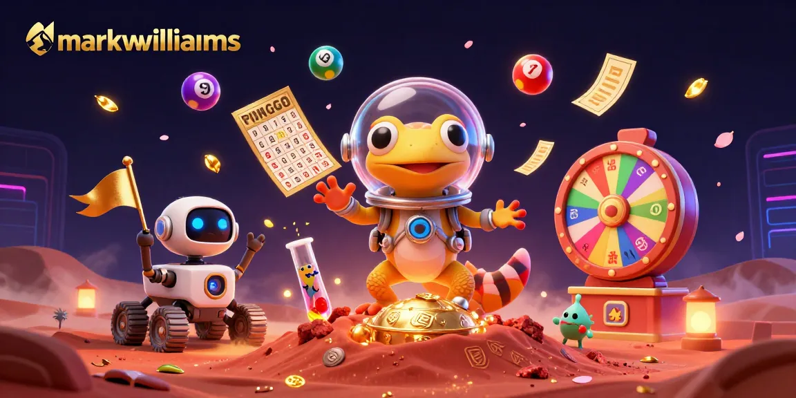 Experience thrilling luck with markwwilliams winning strategies in a vibrant alien casino scene.