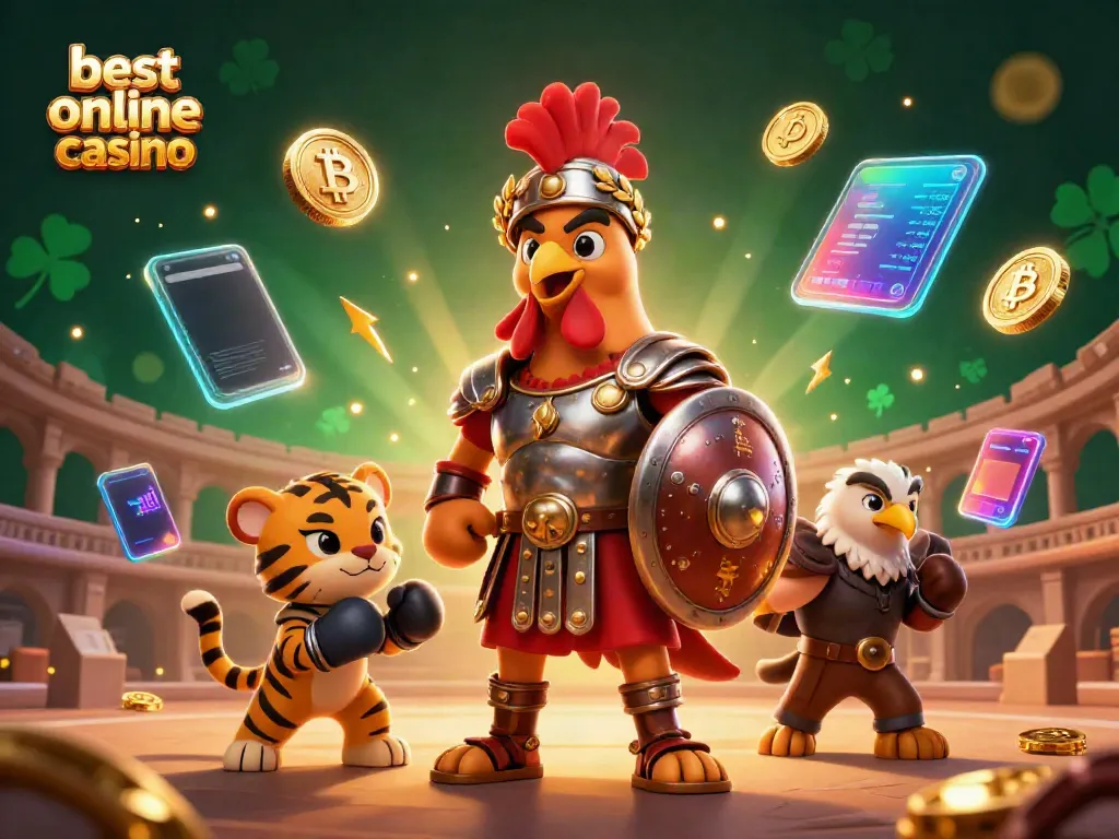 Experience the thrill of the best online casino with an epic 3D illustration of gladiator characters.