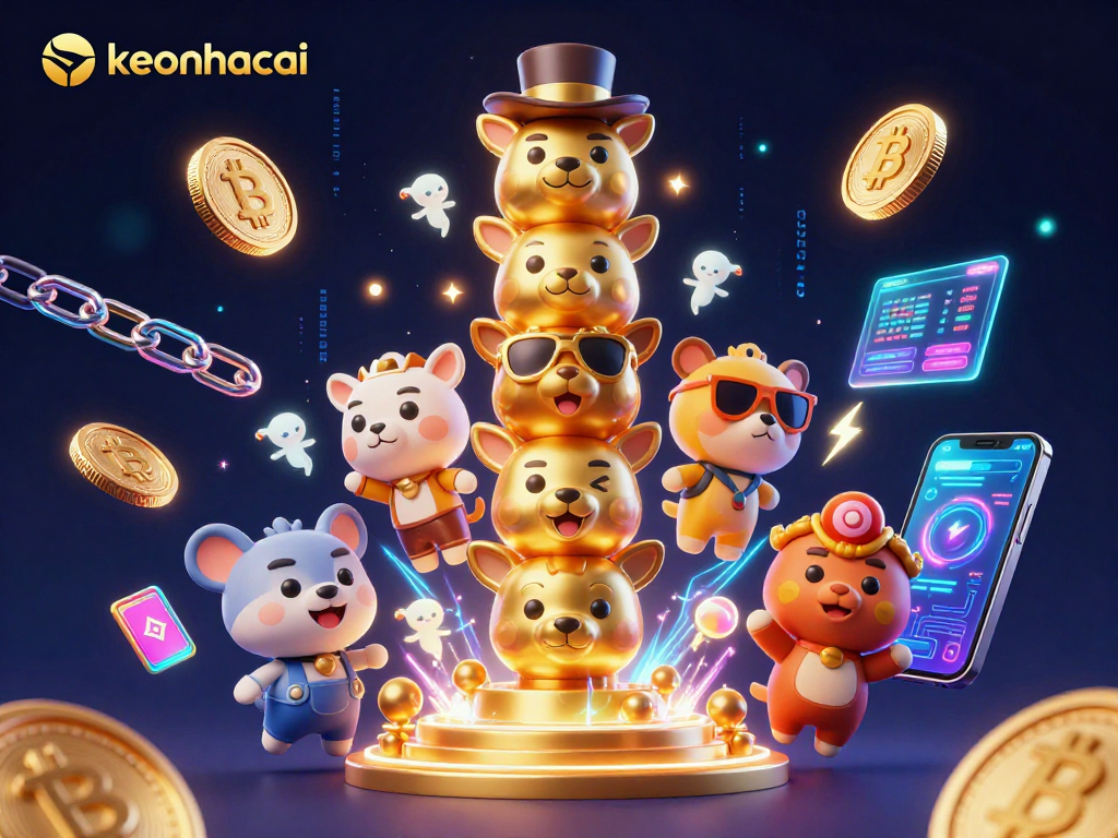 Experience keonhacai with a dynamic 3D casino scene featuring animated totem and crypto elements.