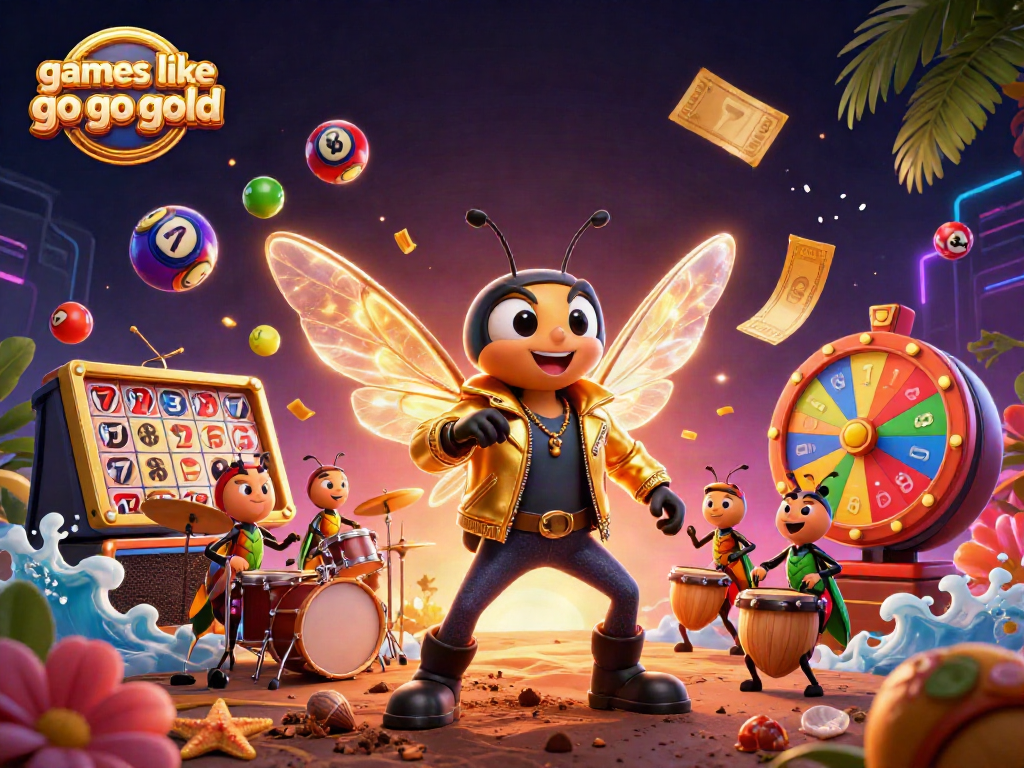 Play engaging games like go go gold with this vibrant illustration showcasing lively casino elements.