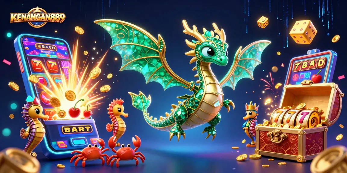 Experience excitement with KENANGAN889's jackpot explosion in an immersive casino illustration.