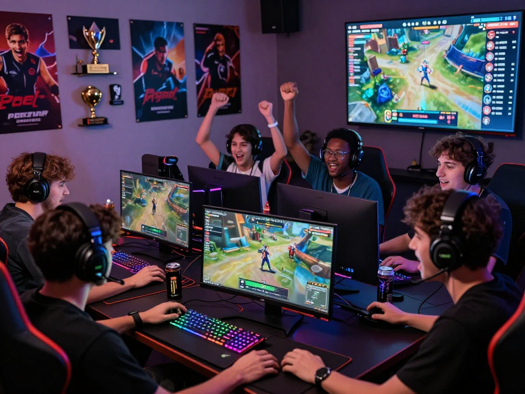 Gamer bersemangat bermain di ruang bermain online dengan fokus pada bos88.