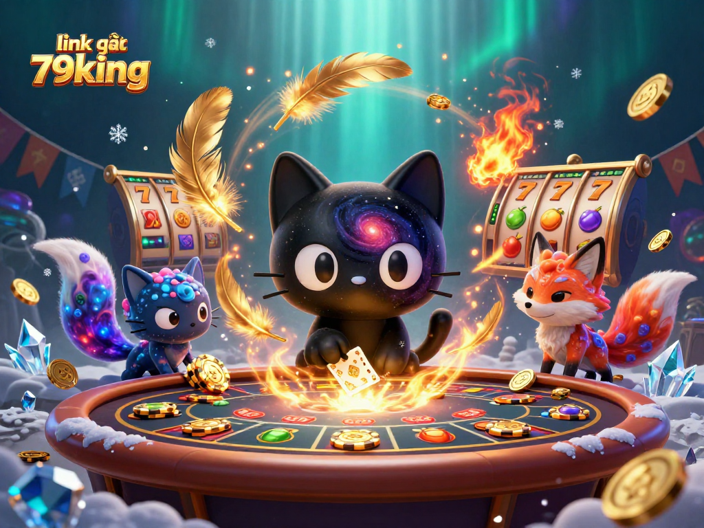 Engage with the thrilling link vào 79king in a vibrant cosmic casino scene filled with dynamic game elements