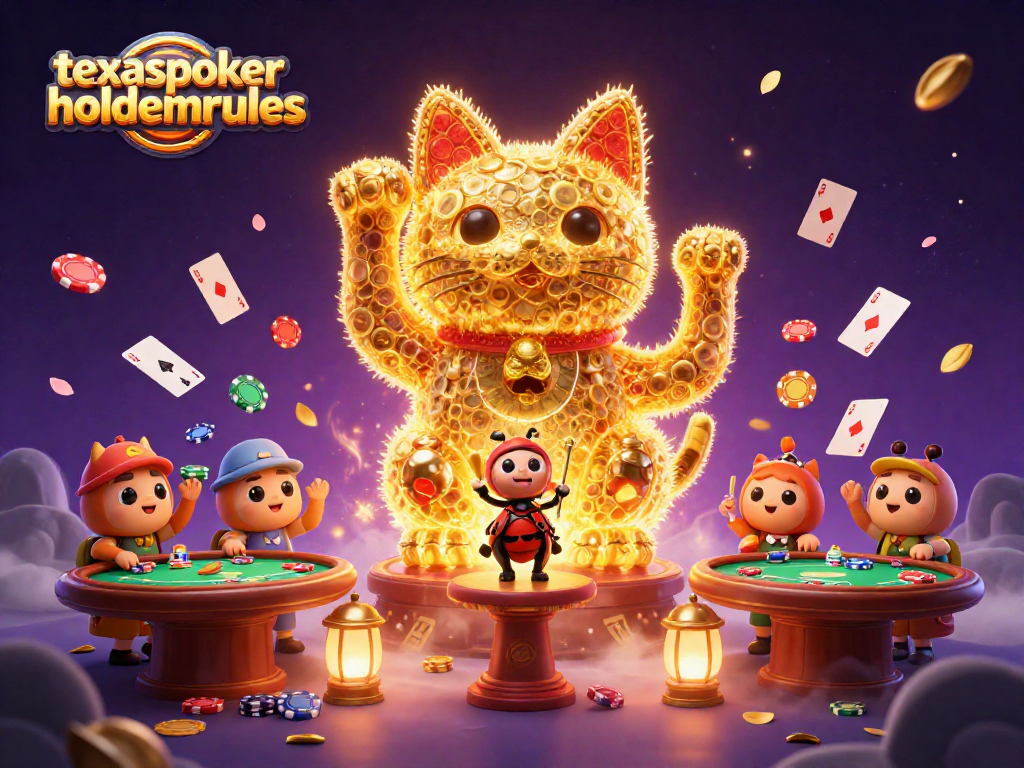 Experience dynamic Texas Poker action with texaspokerholdemrules, featuring vibrant poker symbols and characters.