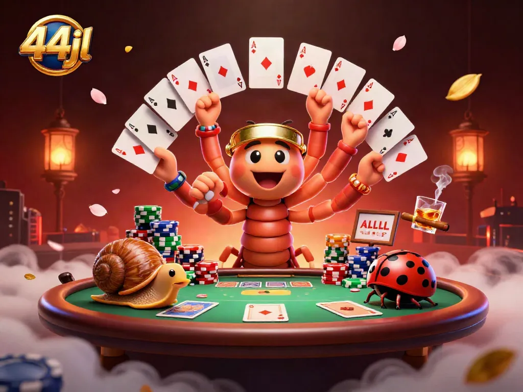 Engage with the 44jl gaming experience featuring a lively millipede dealer and high-stakes action.
