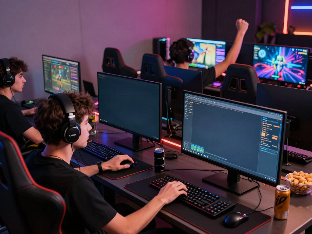 Engaged players on the A80 website celebrating wins in a vibrant gaming setup.