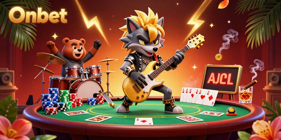 Experience thrilling action at Onbet's vibrant casino scene with engaging characters and game elements.