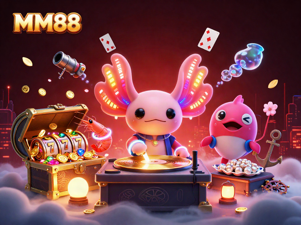 Engage with MM88 through vibrant underwater casino adventures with neon characters and dynamic gaming elements.