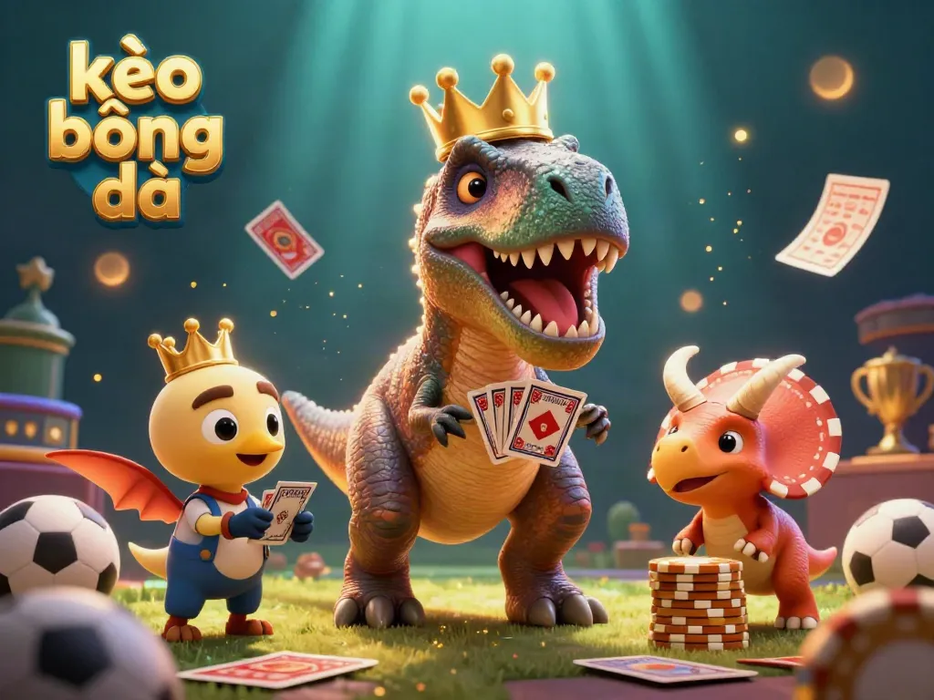 Engage with kèo bóng đá in a thrilling sports betting scene featuring cartoon characters and dynamic betting elements.