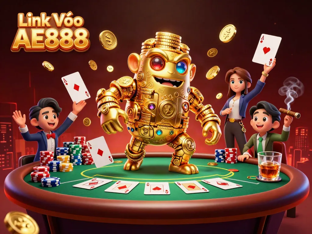 Experience dynamic gaming features with Link Vào AE888 in this vibrant casino scene.