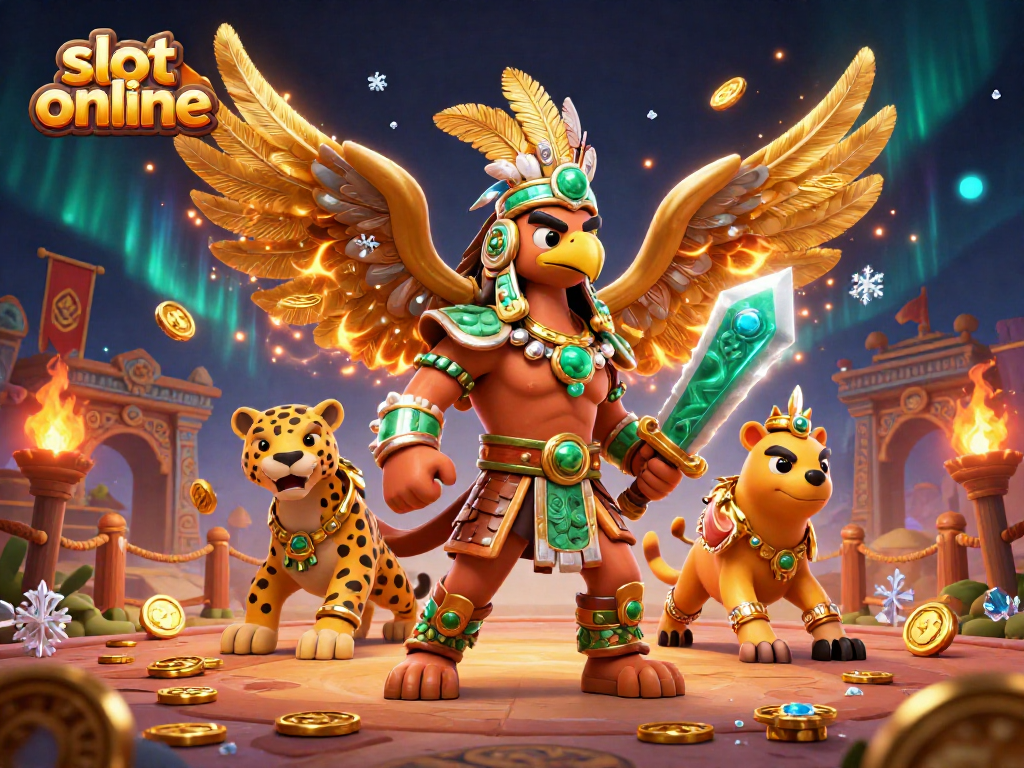 Menangkan hadiah utama dari slot online dengan karakter pejuang Aztec yang megah dan atmosfer kasino yang bersemangat.