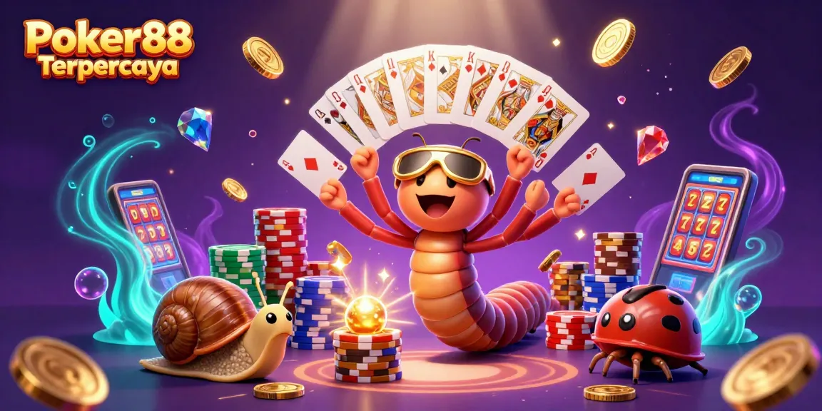 Experience Poker88 Terpercaya with a dynamic illustration of a lively dealer and high-rolling characters!