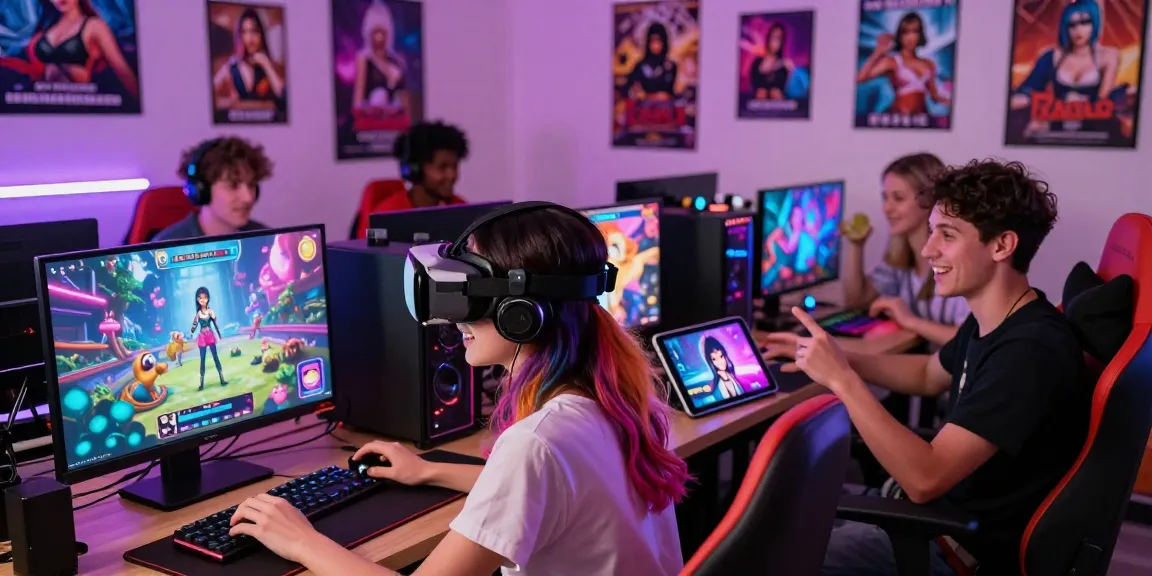 Engaged players enjoying interactive sexgames on various devices, showcasing the vibrant atmosphere of adult gaming.