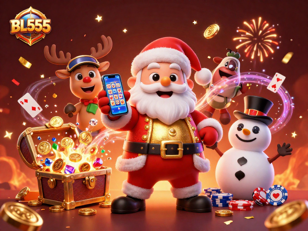 Join BL555 for exciting jackpot action with fun casino characters amid a vibrant celebration.