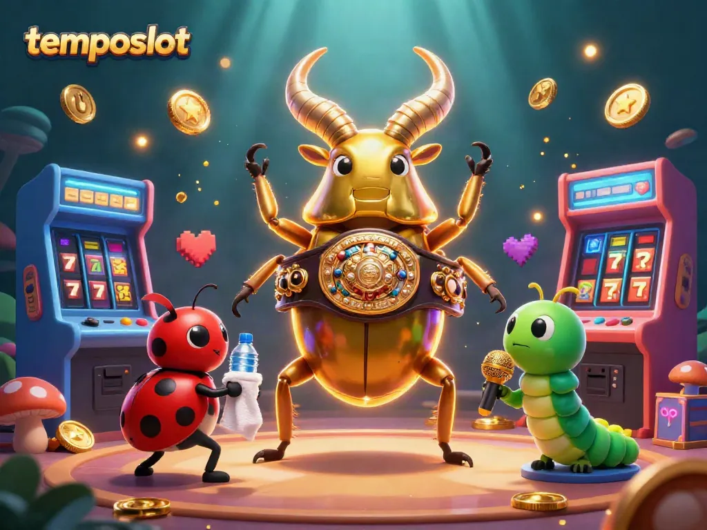 Experience the thrill of temposlot with vibrant game elements and cartoon characters in this captivating illustration.