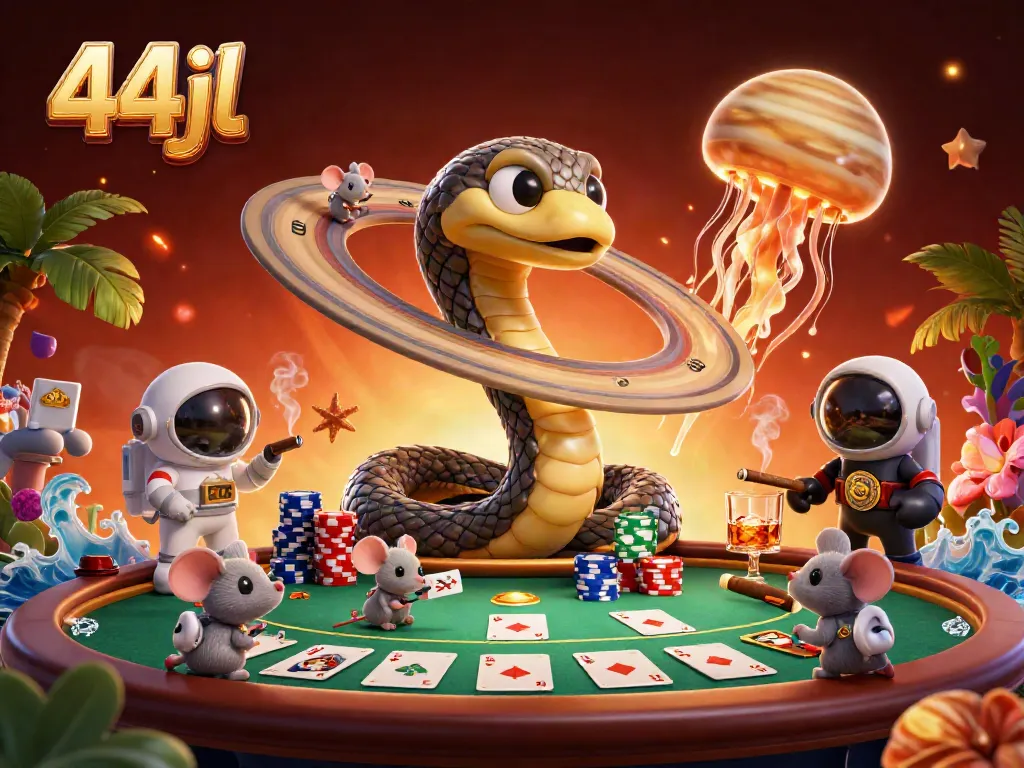 Watch tiny astronaut mice place bets on a cosmic roulette wheel in an engaging 44jl casino scene.
