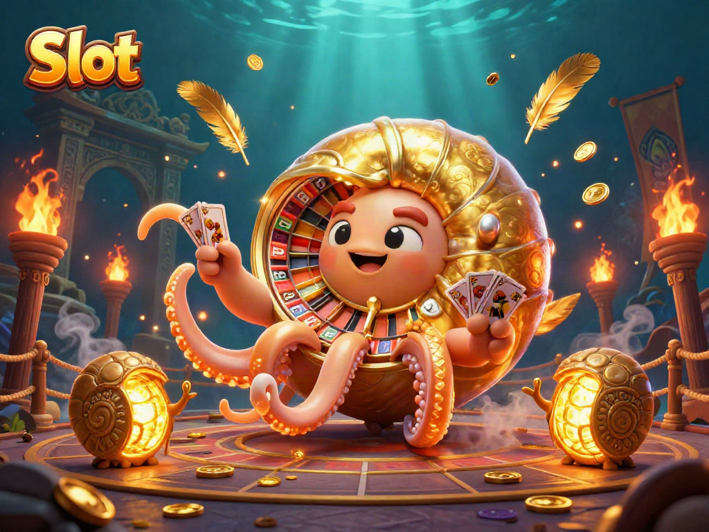 Engaging Slot scene with the ancient nautilus character showing vibrant slot reels and golden elements.