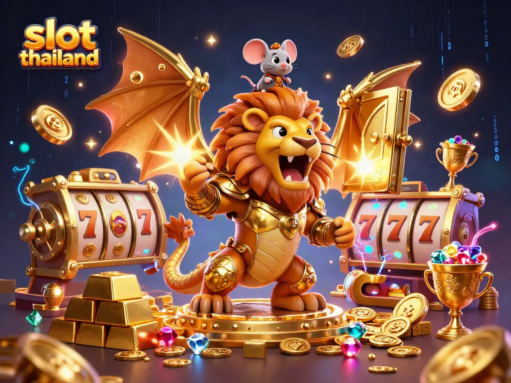 Engage with slot thailand's exhilarating gameplay in a vibrant casino scene showcasing winning treasures.