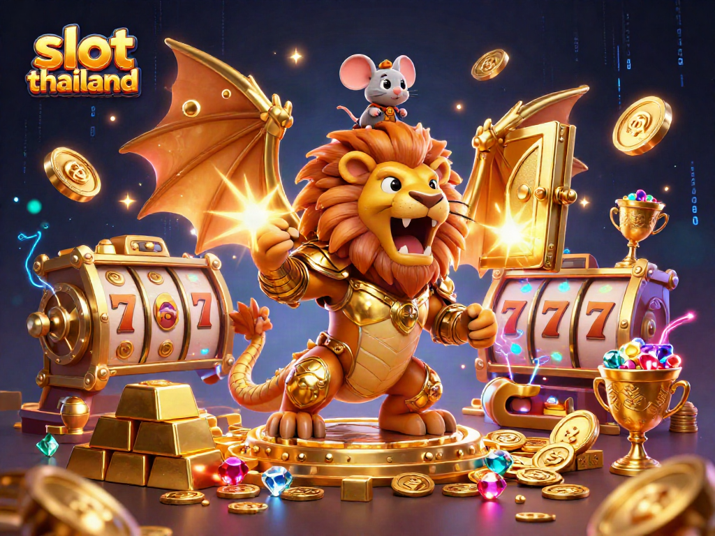 Engage with slot thailand's exhilarating gameplay in a vibrant casino scene showcasing winning treasures.