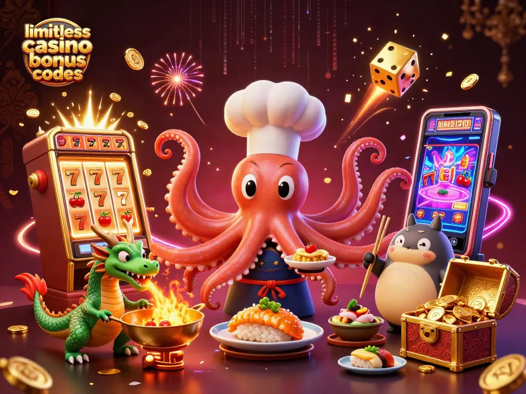 Experience thrilling gameplay with limitless casino bonus codes in this vibrant casino-themed illustration.