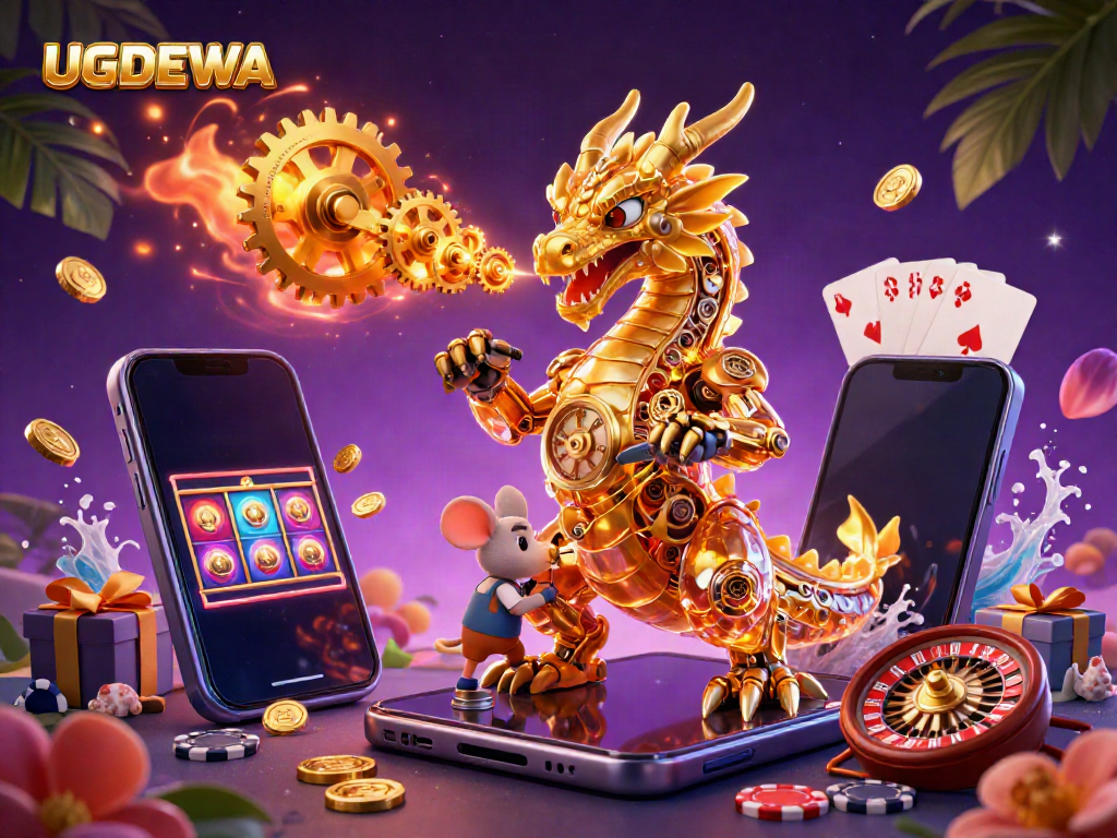 Experience exciting gameplay at UGDEWA with vibrant scenes of dragon and slot games engaging players actively.