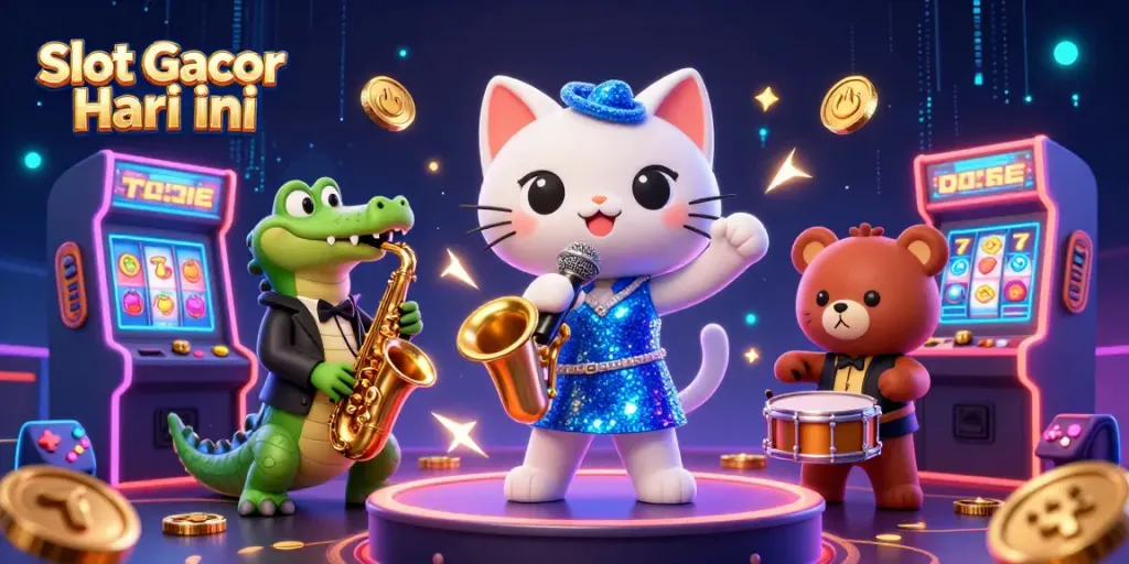 Win big with Slot Gacor Hari ini as a jazz-singer cat, saxophone crocodile, and drum bear bring casino excitement!
