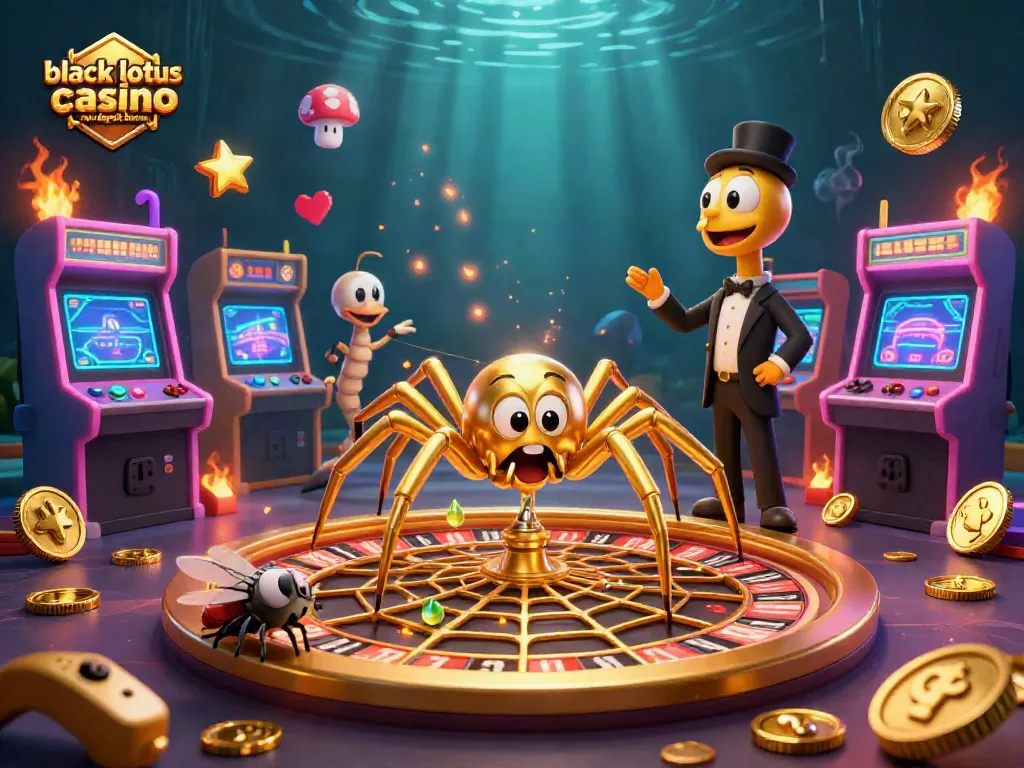 Spin and win with the black lotus casino no deposit bonus, a vibrant 3D scene filled with gaming excitement.
