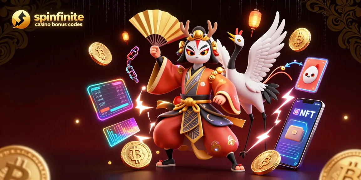 Experience thrilling gameplay with Spinfinite Casino Bonus Codes, featuring vibrant characters and crypto elements.