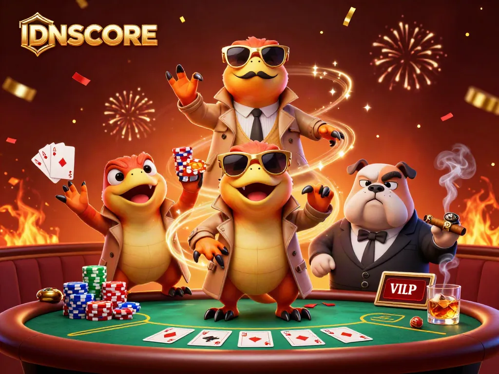 Experience IDNSCORE's thrilling VIP entry as raptors and a bulldog bouncer collide in excitement.