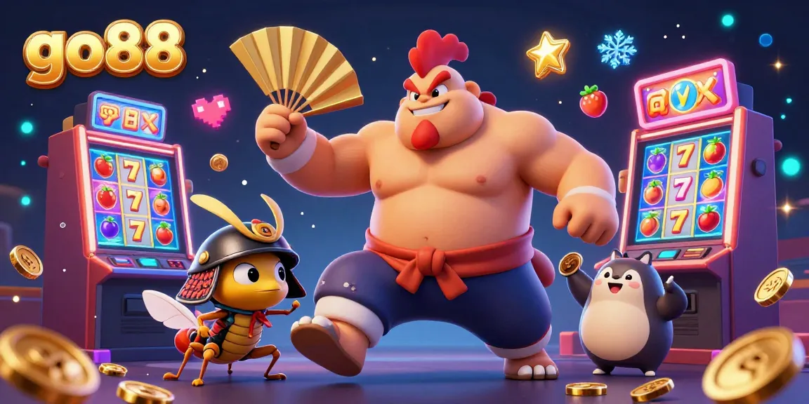 Experience the excitement of gambling with go88 through a vibrant casino-themed illustration featuring engaging characters.