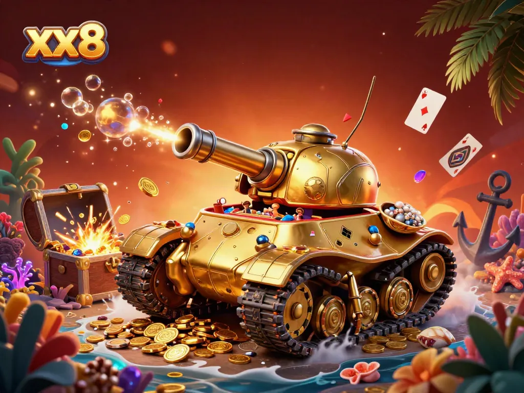 Experience thrilling games at xx8 by exploring a lively gold-filled casino adventure underwater.