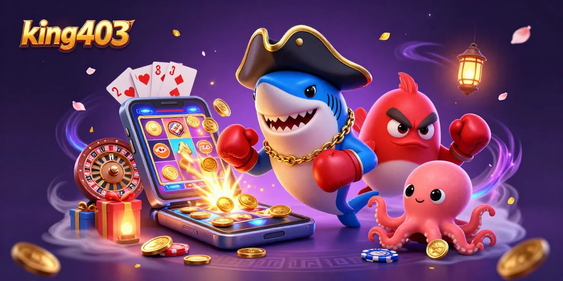 Experience king403's vibrant casino adventure with animated characters and thrilling gaming elements.